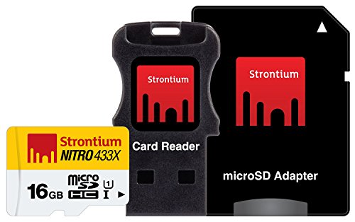 Strontium SRN16GTFU1C Nitro 433X 16GB microSDHC UHS-1 Memory Card mit Adapter und Reader von Strontium