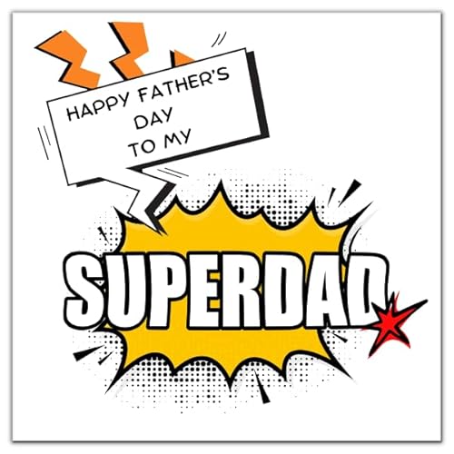SuperDad Vatertagskarte für Papa für Ihn Comicbuchstil 14 x 14 cm 300 g/m² SuperDad Vatertagskarte für Papa für Ihn Comicbuchstil 14 x 14 cm 300 g/m² von Studio Kaza Ltd