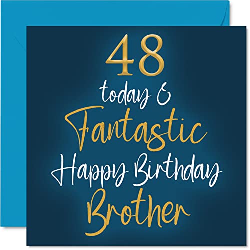 Fantastische Geburtstagskarte zum 48. Geburtstag für den Bruder – 48 Today & Fantastic – Gift for Brother from Sister, Brother Birthday Gifts, 145 mm Geschwistergrußkarten Geschenk für Bruder von Stuff4