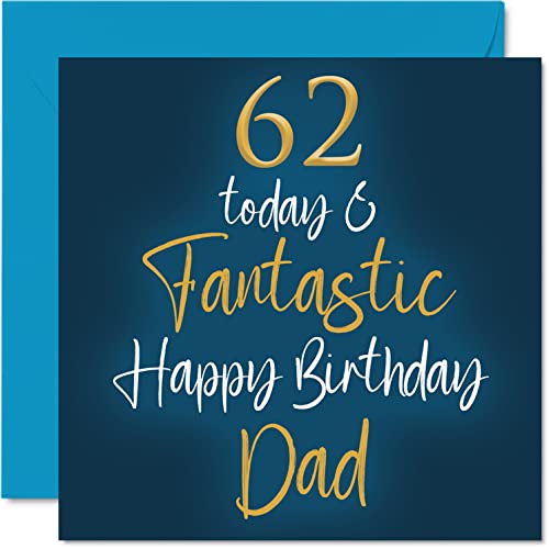 Fantastische Geburtstagskarte zum 62. Geburtstag für Papa – 62 Today & Fantastic – Card for Dad from Son Daughter, Father Birthday Gifts, 145 mm x 145 mm Geburtstag Grußkarten Geschenk für Papa von Stuff4