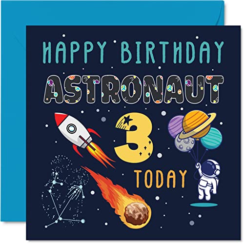 Geburtstagskarte zum 3. Geburtstag Jungen Weltraum-Astronautenkosmos Geburtstagskarte 3 Jahre Jungen und Mädchen 3 Dritte Mädchen Jungen 145 mm x 145 mm Grußkarte Sohn Tochter Nichte Neffe Enkel Geburtstagskarte zum 3. Geburtstag Jungen Weltraum-Astronautenkosmos Geburtstagskarte 3 Jahre Jungen und Mädchen 3 Dritte Mädchen Jungen 145 mm x 145 mm Grußkarte Sohn Tochter Nichte Neffe Enkel von Stuff4