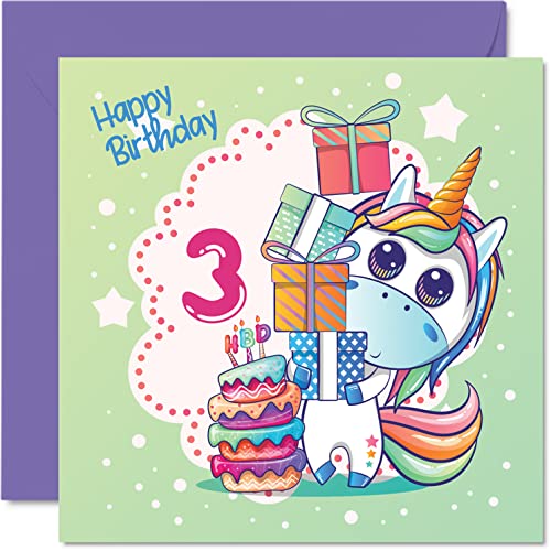 Geburtstagskarte zum 3. Geburtstag Mädchen – magische Einhorn-Geburtstagskarte – Karte 3 Jahre altes Mädchen Mädchen Geburtstagskarten sie 145 mm x 145 mm Grußkarten Tochter Nichte Enkelin Kinder Geburtstagskarte zum 3. Geburtstag Mädchen – magische Einhorn-Geburtstagskarte – Karte 3 Jahre altes Mädchen Mädchen Geburtstagskarten sie 145 mm x 145 mm Grußkarten Tochter Nichte Enkelin Kinder von Stuff4