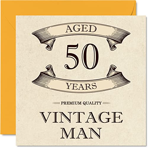 Geburtstagskarte zum 50. Geburtstag im Vintage-Stil für Männer – 50 Jahre – lustige Geburtstagskarte für Kollegen Vater Ehemann Freund Onkel Bruder Freund 145 mm Grußkarten 50. Geburtstagskarte von Stuff4