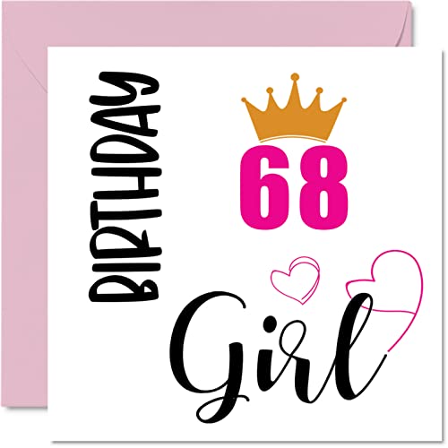 Geburtstagskarte zum 68. Geburtstag für Frauen – Geburtstagskarten für 68 Jahre alte Frau, Oma, Stiefmutter, Tante, Schwester, 145 mm x 145 mm, sechzig 8. Geburtstag von Stuff4