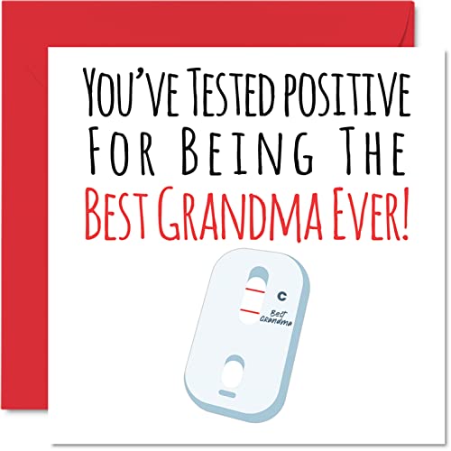 Lustige Geburtstagskarten für Oma – Postive Best Grandma Ever – Witz Happy Birthday Karte für Oma von Enkelsohn, Enkelin, Großmutter, Geburtstagsgeschenke, 145 mm x 145 mm Muttertags-Grußkarten von Stuff4