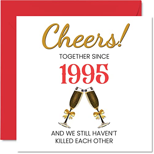 Lustige Karte zum 28. Jahrestag für Ehemann und Ehefrau – zusammen seit 1995 – Glückwunschkarten zum 28. Hochzeitstag für den Partner, 145 mm große Grußkarten für den achtundzwanzigsten Jahrestag von Stuff4
