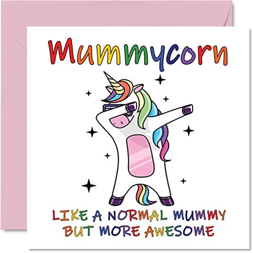 Muttertagskarten Mama – Mummycorn – Geburtstagskarte die Mutter von Tochter und Sohn "Happy Birthday Mummy Mum Unicorn Geburtstagskarte 145 mm x 145 mm saisonale Mama Mama Mama Mama lustige Grußkarten von Stuff4