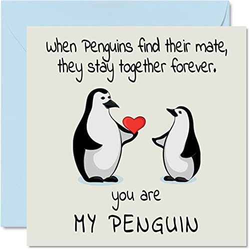 Pinguin-Jubiläumskarte – You Are My Penguin – Niedliche Romantische Valentinskarte für Freundin Freund Ehefrau Ehemann Ihn Sie 145 mm x 145 mm Jahrestag-Grußkarten für Verlobte Valentinstags von Stuff4