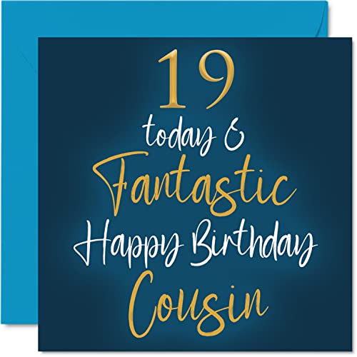 Stuff4 Fantastische Geburtstagskarte zum 19. Geburtstag für Cousin – 19 Today Fantastic – Karte für Cousin von Verwandten Cousin Geburtstagsgeschenke 145 mm Geburtstagsgrußkarten Geschenk für Cousin von Stuff4