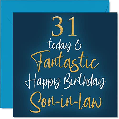 Stuff4 Fantastische Geburtstagskarte zum 31. Geburtstag für Schwiegersohn – 31 Today & Fantastic – Happy Birthday Karte für Schwiegersohn aus Schwiegersohn, Geburtstagsgeschenk, 145 mm x 145 mm von Stuff4