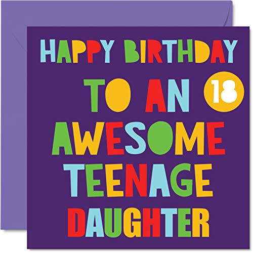 Stuff4 Geburtstagskarte zum 18. Geburtstag für Tochter – tolle Teenager-Tochter 18. Geburtstagskarte zum 18. Geburtstag von Mama, Papa, Tochter, Geburtstagsgeschenk, 145 mm x 145 mm von Stuff4