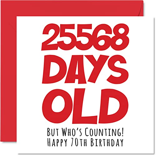 Stuff4 Geburtstagskarte zum 70. Geburtstag für Männer und Frauen – 25568 Tage alt – lustige Geburtstagskarte für Erwachsene, 70. Geburtstag für Mutter, Vater, Oma, Großvater, 145 mm x 145 mm von Stuff4