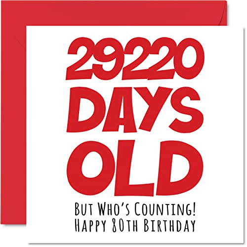 Stuff4 Geburtstagskarte zum 80. Geburtstag für Männer und Frauen – 29220 Tage alt – lustige Geburtstagskarte für Erwachsene, 80. Geburtstag, für Mutter, Vater, Oma, Großvater, 145 mm x 145 mm von Stuff4