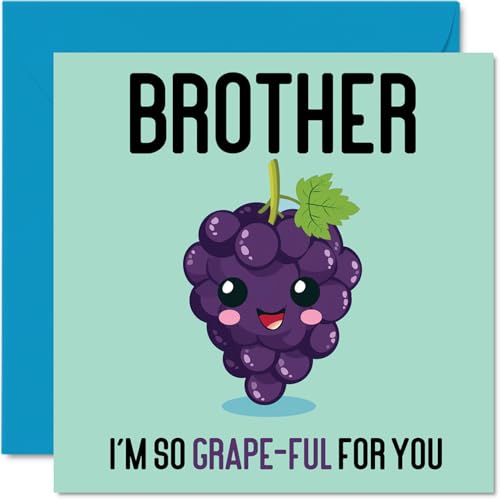 Stuff4 Geburtstagskarten für Bruder – Grape-Ful – lustige Happy Birthday Karte für Bruder von Schwester, Geschwister-Geburtstagsgeschenke, 145 mm x 145 mm, Witz-Grußkarten für Männer und Ihn von Stuff4
