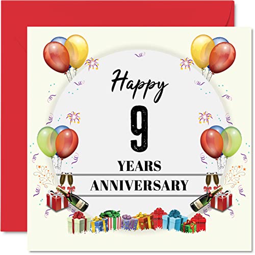 Stuff4 Karte zum 9. Jahrestag für Ehemann und Ehefrau, Party-Luftballons, Glückwunschkarte zum 9. Hochzeitstag, Karte für Partner, 145 mm Grußkarten, Jubiläen Stuff4 Karte zum 9. Jahrestag für Ehemann und Ehefrau, Party-Luftballons, Glückwunschkarte zum 9. Hochzeitstag, Karte für Partner, 145 mm Grußkarten, Jubiläen von Stuff4