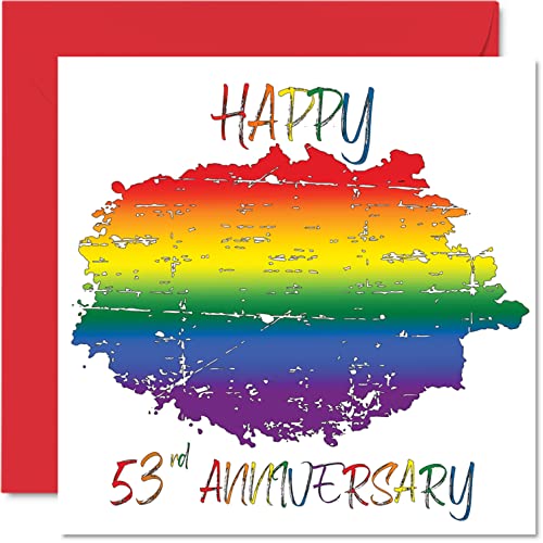 Stuff4 LGBT Gay 63rd Anniversary Card for Husband Wife - Happy Aniversary - Happy 53rd Wedding Anniversary Card for Partner, 145 mm x 145 mm Gay Pride LGBT Grußkarten for Fifty-Third Anniversaries von Stuff4