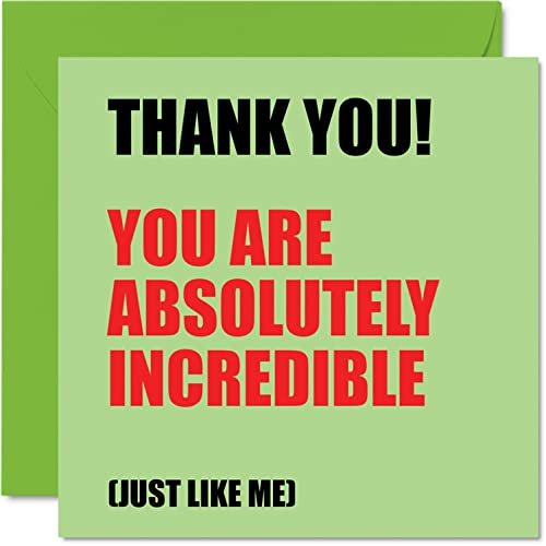 Stuff4 Lustige Dankeskarten – Absolutely Incredible – Witz-Dankeskarten für Lehrer, sie oder ihn, humorvolle Lehrer-Wertschätzungskarte, 145 mm x 145 mm Dankeskarten für Lehrer, Geschenke von Stuff4