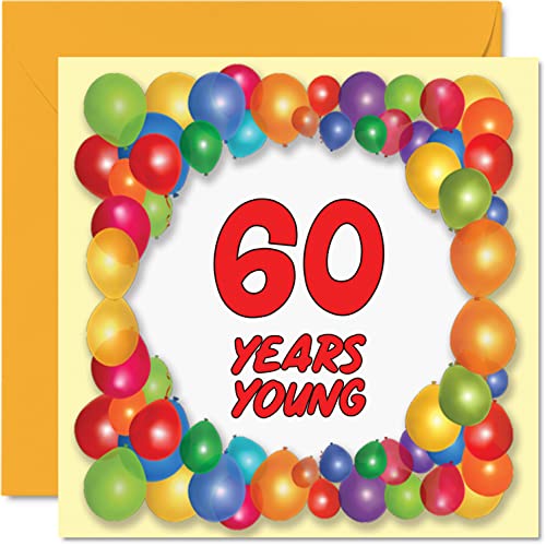 Stuff4 Lustige Geburtstagskarte zum 60. Geburtstag für Männer, Frau – Years Young – Glückwunschkarte für Papa, Onkel, Großvater, Oma, Mutter, Tante, Oma, 145 mm x 145 mm Grußkarten, 60. Geburtstag von Stuff4