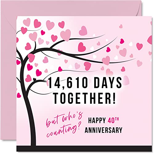 Stuff4 Lustige Glückwunschkarte zum 40. Hochzeitstag für Ehefrau oder Ehemann – 14610 Days Together – I Love You Geschenke, Glückwunschkarte zum 40. Hochzeitstag für Partner, 145 mm x 145 mm von Stuff4