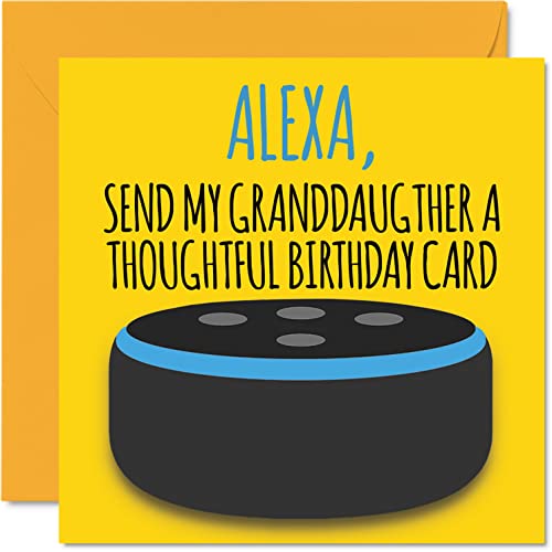 Stuff4 Lustige Happy Birthday Karten für Enkelin – Alexa – Witz Happy Birthday Karte für Enkelin von Nanny Grandad Oma Großeltern, Banter Geburtstagsgeschenk, 145 mm x 145 mm lustige Grußkarten von Stuff4