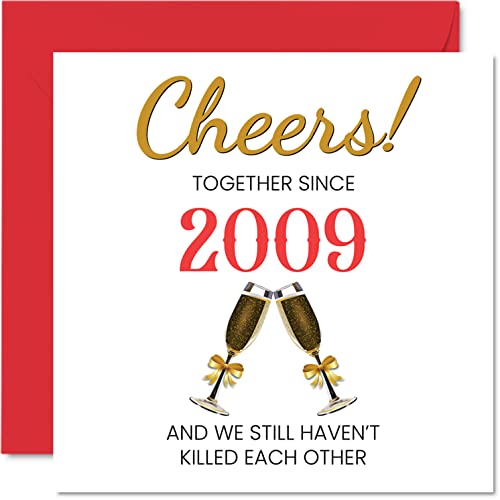 Stuff4 Lustige Karte zum 14. Jahrestag für Ehemann und Ehefrau – zusammen seit 2009 – Glückwunschkarten zum 14. Hochzeitstag für den Partner, 145 mm große Grußkarten für den vierzehnten Jahrestag von Stuff4