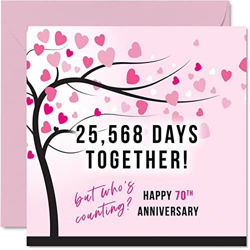 Stuff4 Lustige Karte zum Hochzeitstag für Ehefrau oder Ehemann – 25568 Days Together – I Love You Gifts, Glückwunschkarte zum 70. Hochzeitstag für Partner, 145 mm x 145 mm von Stuff4