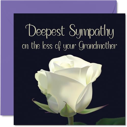 Trauerkarte – Deepest Sympathy on the loss of your Grandmother – Floral Snowdrops Beileidskarte, Trauerkarten für Erwachsene, 145 mm x 145 mm, Blumen Trauergrußkarten von Stuff4