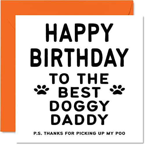 Vatertagskarten für Papa vom Hund – Bester Hund Papa – Hund Geburtstagskarte von Hund für Vater lustige Hunde-Geschenke 145 mm x 145 mm Witz "Happy Father's Day" Grußkarten Geschenk für Papa Papa Papa von Stuff4