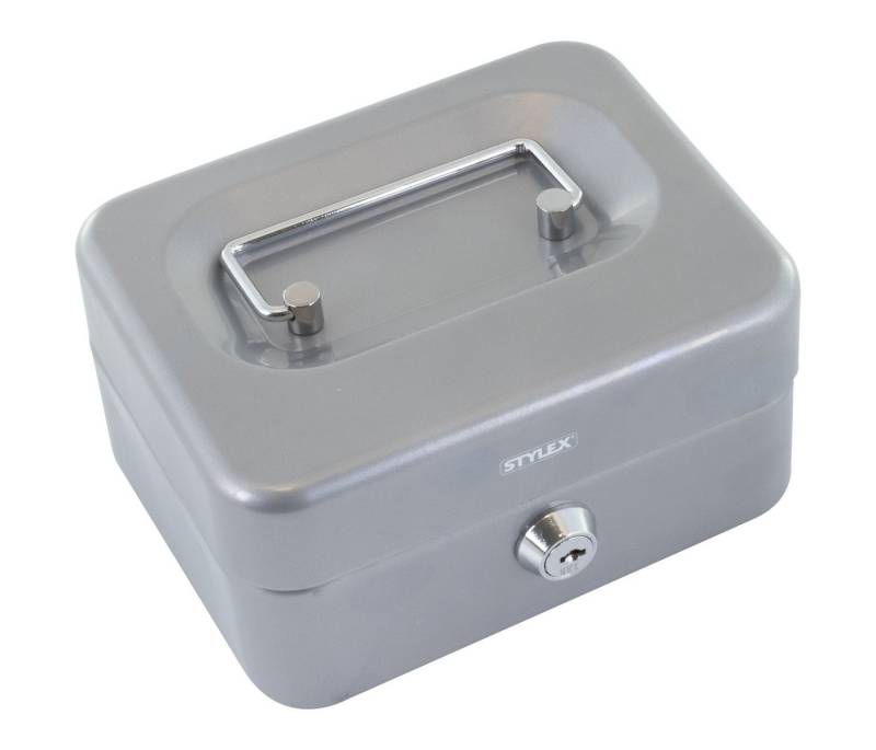 Stylex Schreibwaren Geldkassette Geldkassette / 15,2 x 11,8 x 8 cm / Farbe: grau von Stylex Schreibwaren