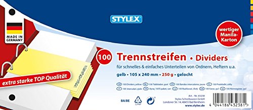 100 Trennstreifen gelb für Ordner von Stylex