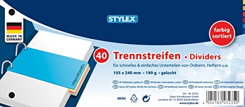 40 Trennstreifen 190g je 10x rot blau gelb grün von Stylex