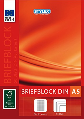 Briefblock kariert DIN A5 Schreibblock von Stylex