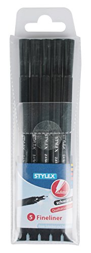 STYLEX 32619 Fineliner, 5 Stück, schwarz von Stylex