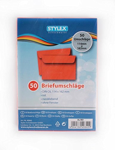 STYLEX 40840 50-er Briefumschläge C6, rot von Stylex