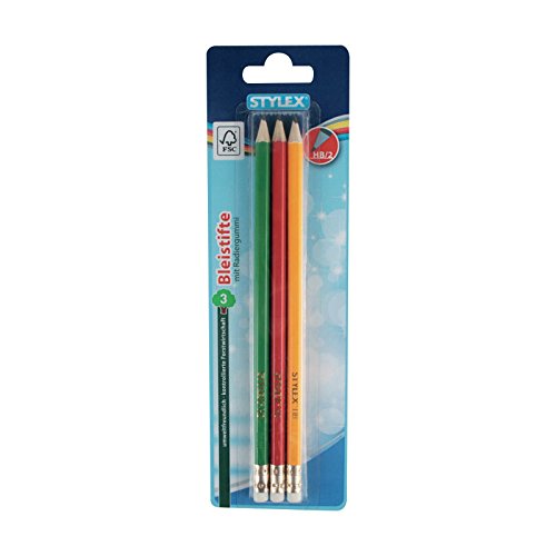 Stylex 26016 Bleistift mit Radiergummi, 3 Stück von Stylex