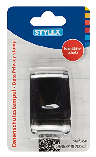 Stylex 31258 - Datenschutz-Stempel, Roll-Stempel 17 mm breit, mit schwarzer nachfüllbarer Tinte zum Schutz sensibler Daten vor Identitätsdiebstahl von Stylex