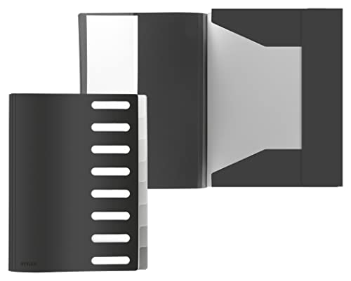 Stylex 43576 - Ordnungsmappe mit 8 Registern und Eckspanngummis, für Dokumente bis DIN A4, anthrazit, 1 Stück von Stylex