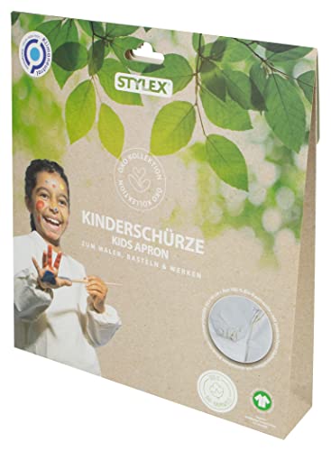 Stylex 46713 - Kinderschürze „ÖKO-Collection“ zum Malen, Basteln und Werken, aus 100 Prozent Bio-Baumwolle, Universalgröße 56 x 46 cm, optimaler Kleidungsschutz vor Farb- und Klebstoffflecken von Stylex