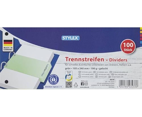 Trennstreifen, 10,5x24cm, grün, 190g Karton, 100St von Stylex