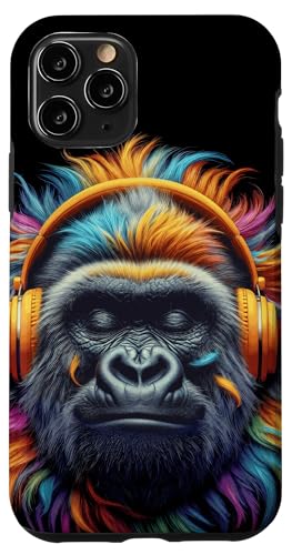 Hülle für iPhone 11 Pro Gorilla Genießende Musik Kopfhörer Geburtstag Weihnachten von Stylish Gorilla Enjoying Music Wear Store
