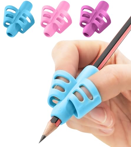 3 Stück Stiftehalter Kinder - Stiftehalter Lernhilfe Griff Schreiben Lernstift Bleistift Griffe Kinder Stifthalter Stifthalter Schreibhilfe Griff Haltung Kind (Lila, Blau, Rosa) von Stylo