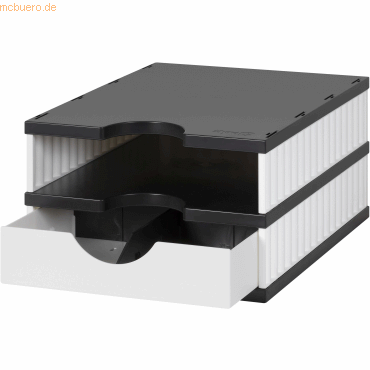 Styro Aufbewahrungsbox styrodoc uno SET 2 Fächer weiß/schwarz Schublad von Styro