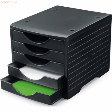 Styro Schubladenbox stryogreenbox A4 5 Fächer schwarz/schwarz von Styro
