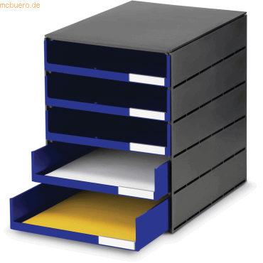 Styro Schubladenbox styroval 5 Schubladen offen schwarz/blau von Styro