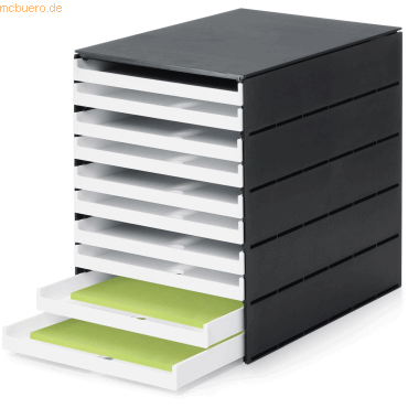 Styro Schubladenbox styroval Pro 10 Schubladen offen schwarz/weiß von Styro