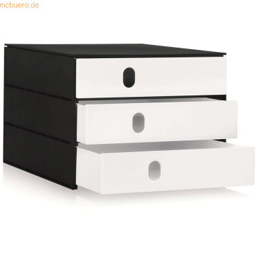 Styro Schubladenbox styroval Pro 3 Schubladen geschlossen schwarz/weiß von Styro