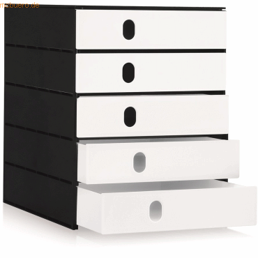 Styro Schubladenbox styroval Pro 5 Schubladen geschlossen schwarz/weiß von Styro
