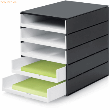 Styro Schubladenbox styroval Pro 5 Schubladen offen schwarz/weiß von Styro