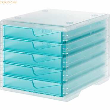 Styro Schubladenbox styrowingsbox 5 Schübe light transparent/aqua von Styro