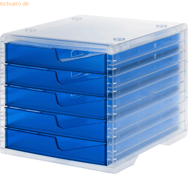 Styro Schubladenbox styrowingsbox 5 Schübe light transparent/blau von Styro